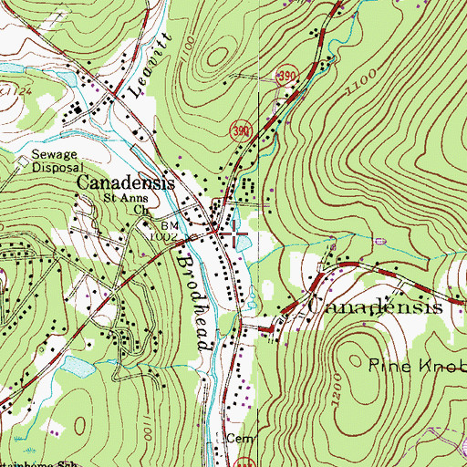 Topographic Map of Canadensis, PA
