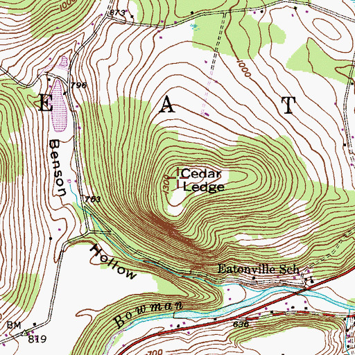 Topographic Map of Cedar Ledge, PA