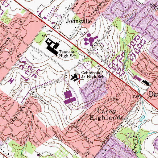 Topographic Map of Centennial Junior High School, PA