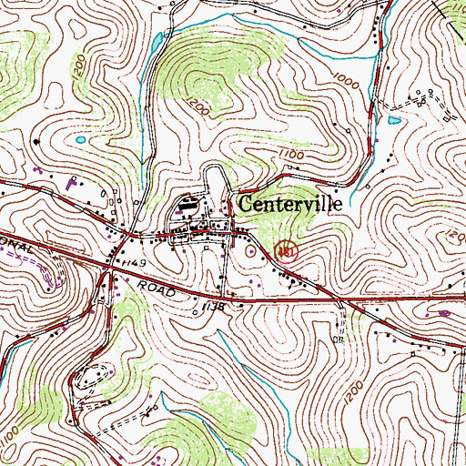 Topographic Map of Centerville, PA