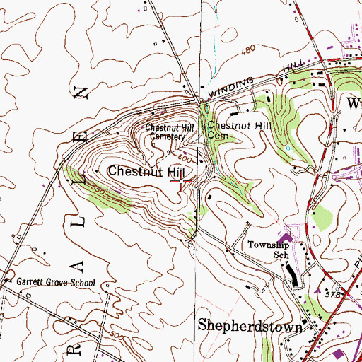 Topographic Map of Chestnut Hill, PA