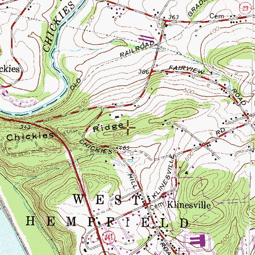 Topographic Map of Chickies Ridge, PA