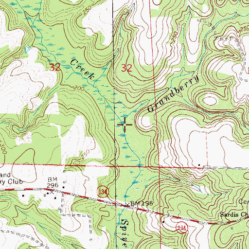 Topographic Map of Grandberry Branch, AL