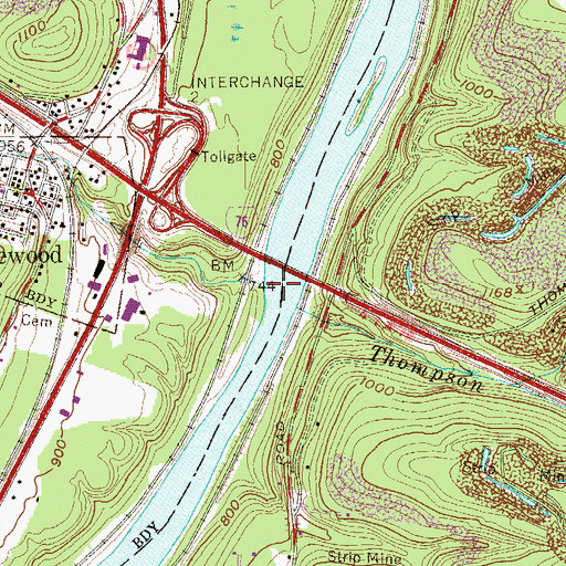 Topographic Map of Clarks Run, PA