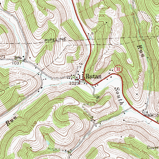 Topographic Map of Claylick Run, PA