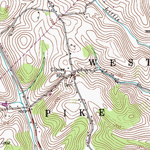 Topographic Map of Clover Hill, PA
