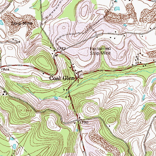 Topographic Map of Coal Glen, PA