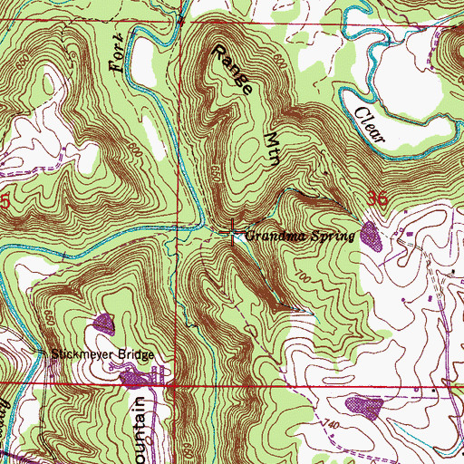 Topographic Map of Grandma Spring, AL