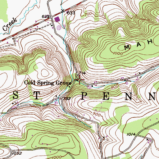 Topographic Map of Cold Spring Grove, PA