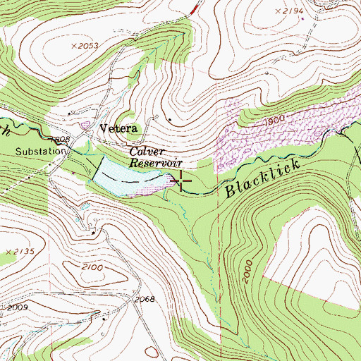 Topographic Map of Colver Reservoir, PA