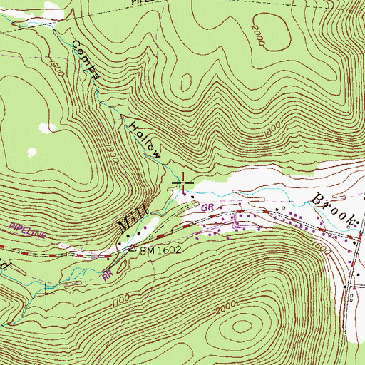 Topographic Map of Combs Hollow, PA