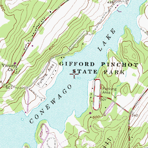 Topographic Map of Pinchot Lake, PA
