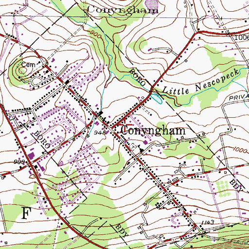 Topographic Map of Conyngham, PA