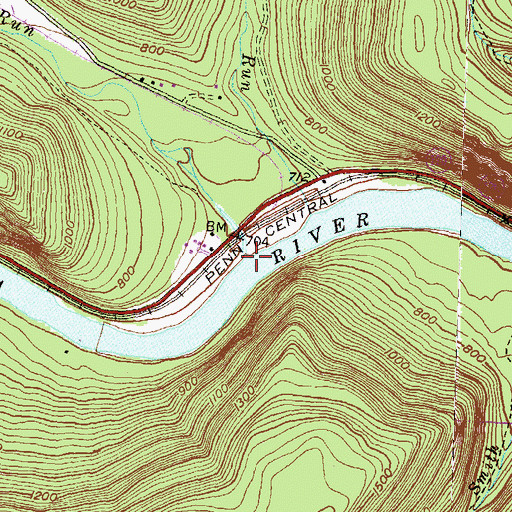 Topographic Map of Cooks Run, PA