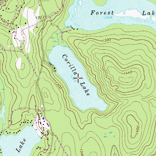 Topographic Map of Corilla Lake, PA