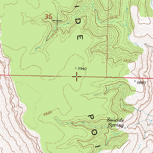 Topographic Map of Suicide Point, AZ