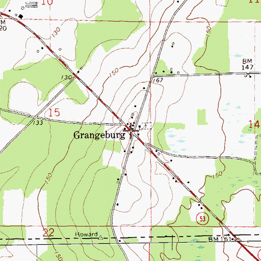 Topographic Map of Grangeburg, AL