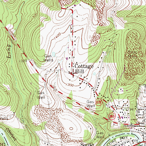 Topographic Map of Cottage Hill, PA