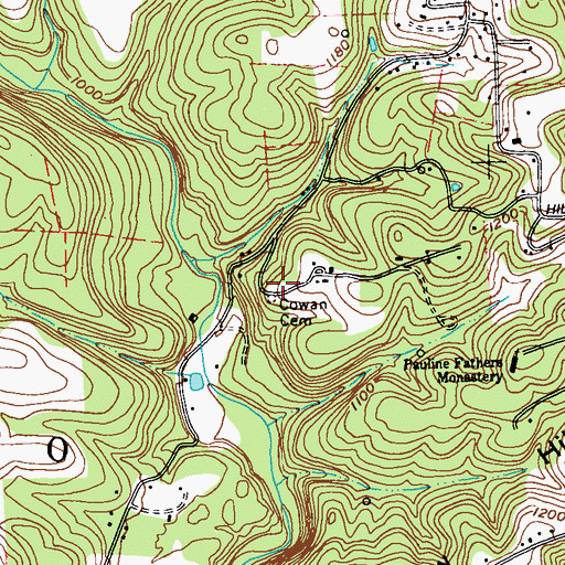 Topographic Map of Cowan Cemetery, PA