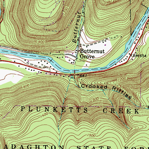 Topographic Map of Crooked Riffles Hollow, PA