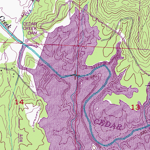 Topographic Map of Granny Branch, AL