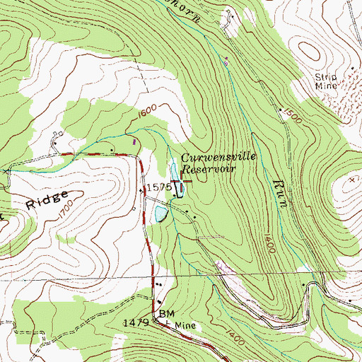 Topographic Map of Curwensville Reservoir, PA