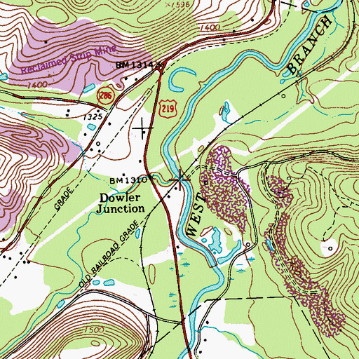 Topographic Map of Cush Creek, PA