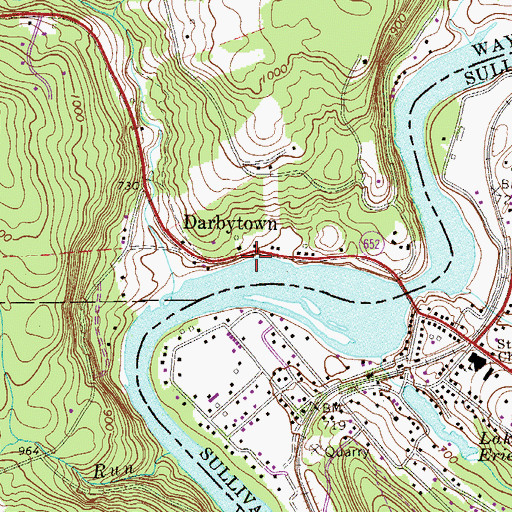 Topographic Map of Darbytown, PA