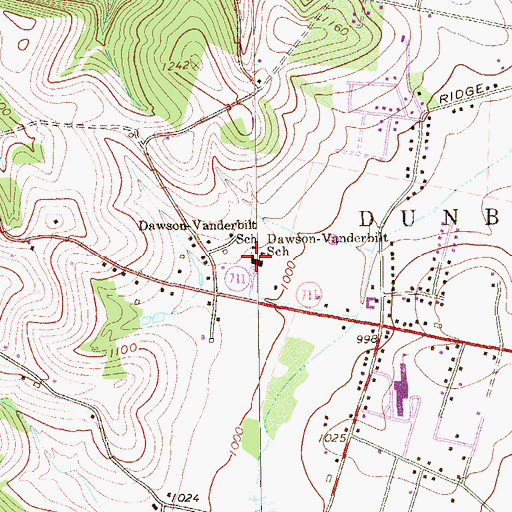 Topographic Map of Dawson-Vanderbilt School, PA