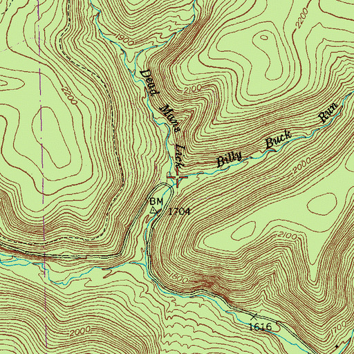 Topographic Map of Dead Mans Lick, PA