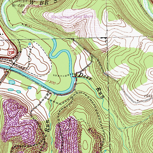 Topographic Map of Deer Run, PA