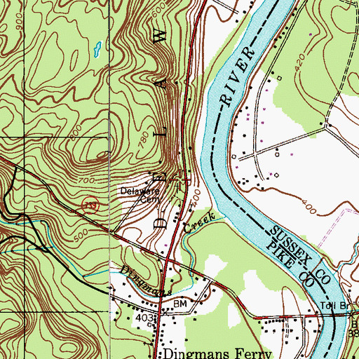 Topographic Map of Delaware Cemetery, PA