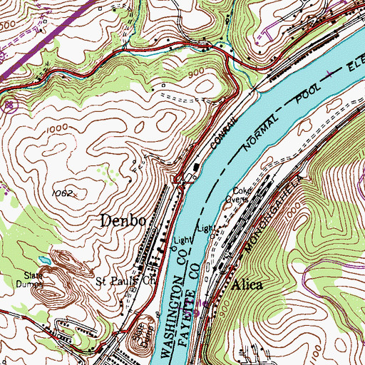 Topographic Map of Denbo, PA