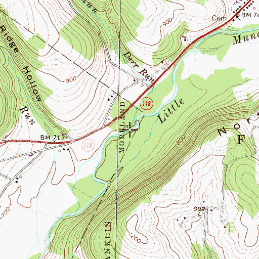 Topographic Map of Derr Run, PA