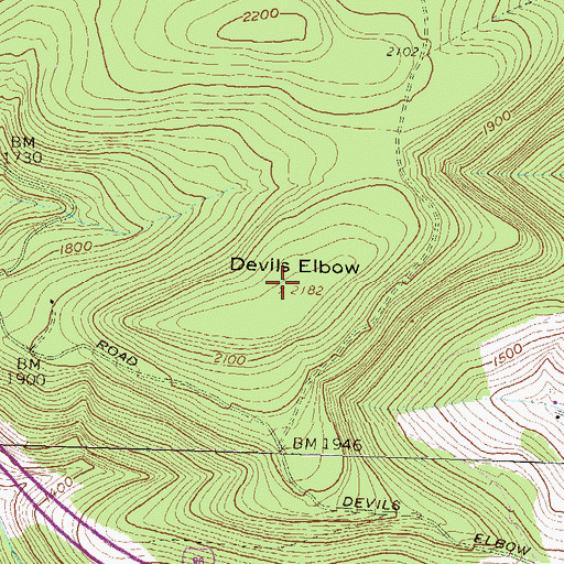 Topographic Map of Devils Elbow, PA