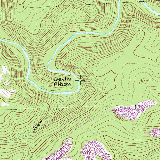 Topographic Map of Devils Elbow, PA