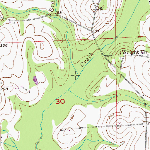 Topographic Map of Grant Branch, AL