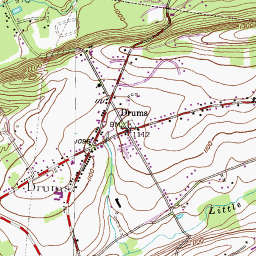Topographic Map of Drums, PA