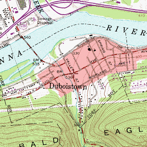 Topographic Map of Duboistown, PA