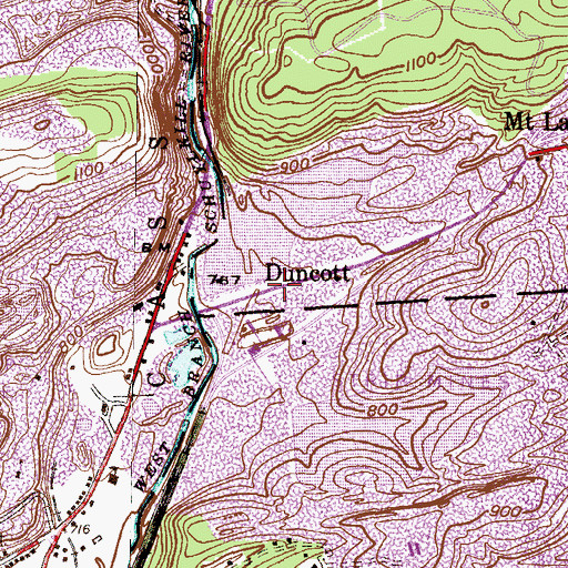 Topographic Map of Duncott, PA