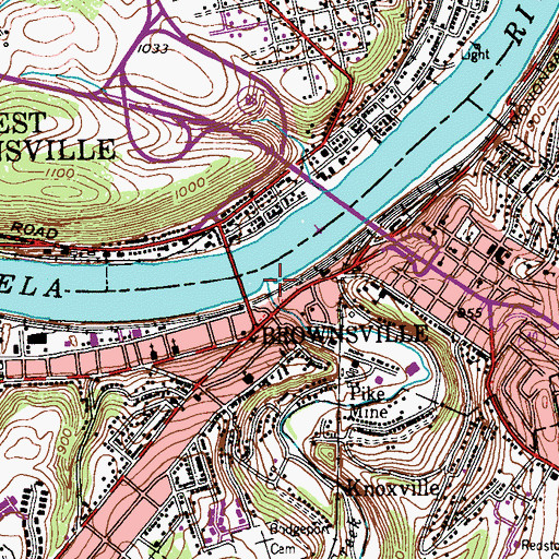 Topographic Map of Dunlap Creek, PA