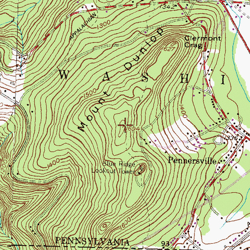 Topographic Map of Mount Dunlop, PA