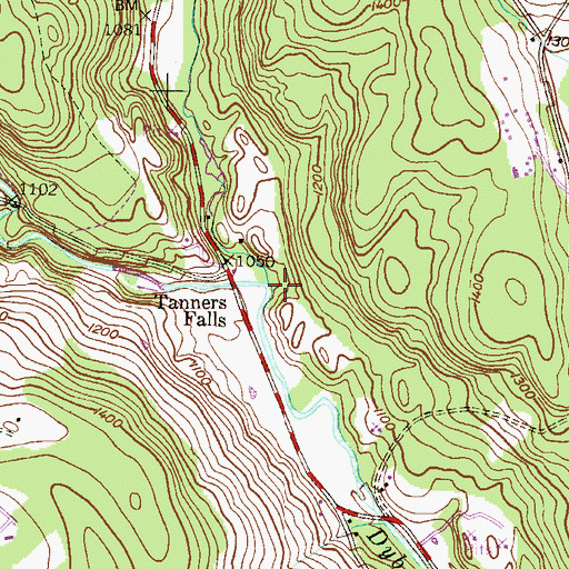 Topographic Map of East Branch Dyberry Creek, PA
