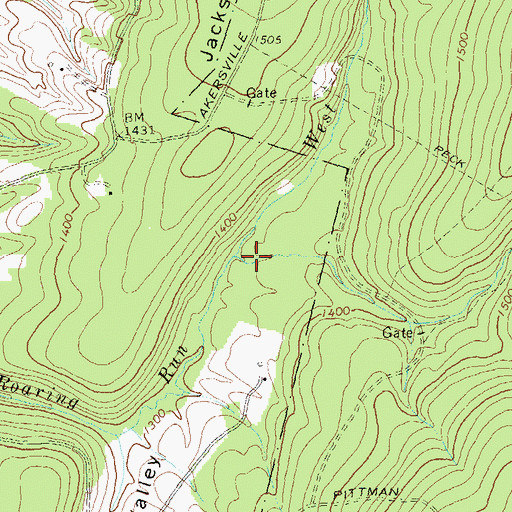 Topographic Map of East Fork Roaring Run, PA