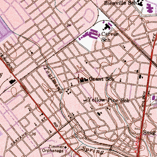 Topographic Map of Ella Grant Elementary School, AL