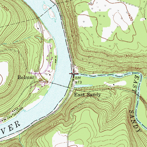 Topographic Map of East Sandy Creek, PA