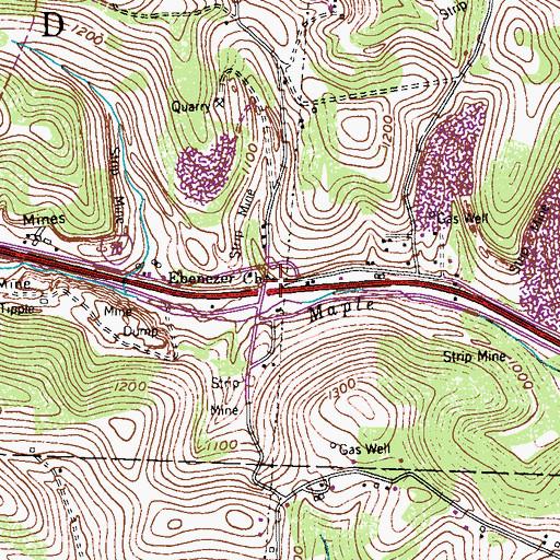 Topographic Map of Ebenezer Church, PA