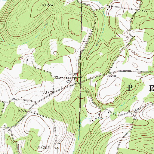 Topographic Map of Ebenezer Church, PA