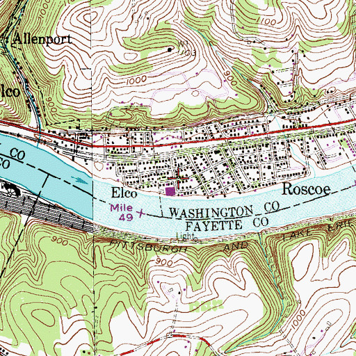 Topographic Map of Elco, PA