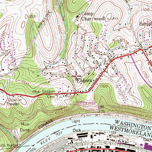 Topographic Map of Eldora, PA